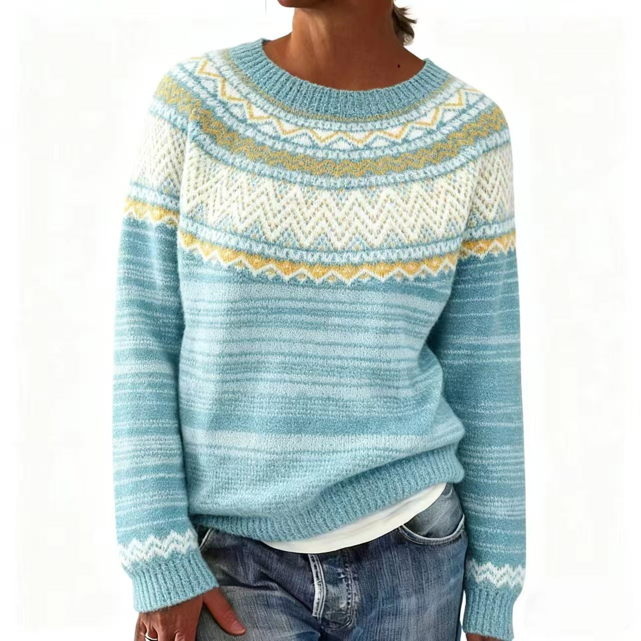 Неда | Нордик Пуловер с Зимен Мотив