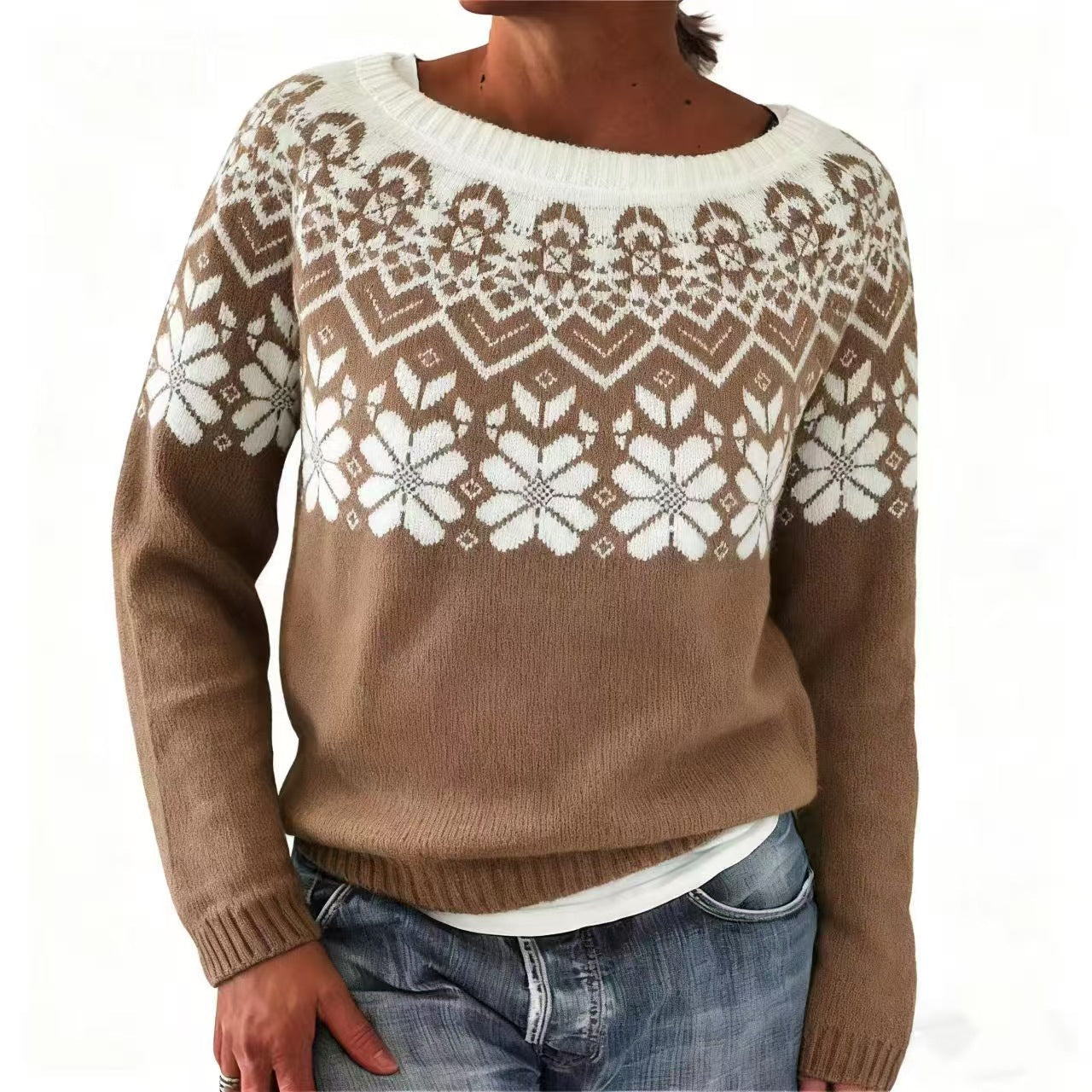 Неда | Нордик Пуловер с Зимен Мотив