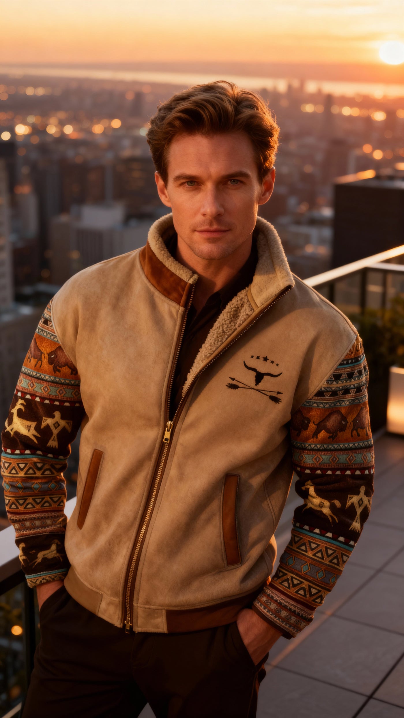 Итън | Топло Яке с Етно Дизайн и Шерпа Подплата